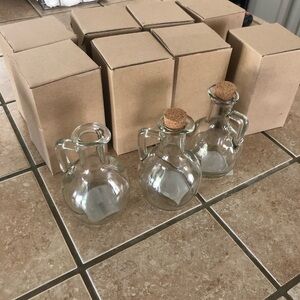 Glass Oil and Vinegar Cruet Set with Cork Stoppers